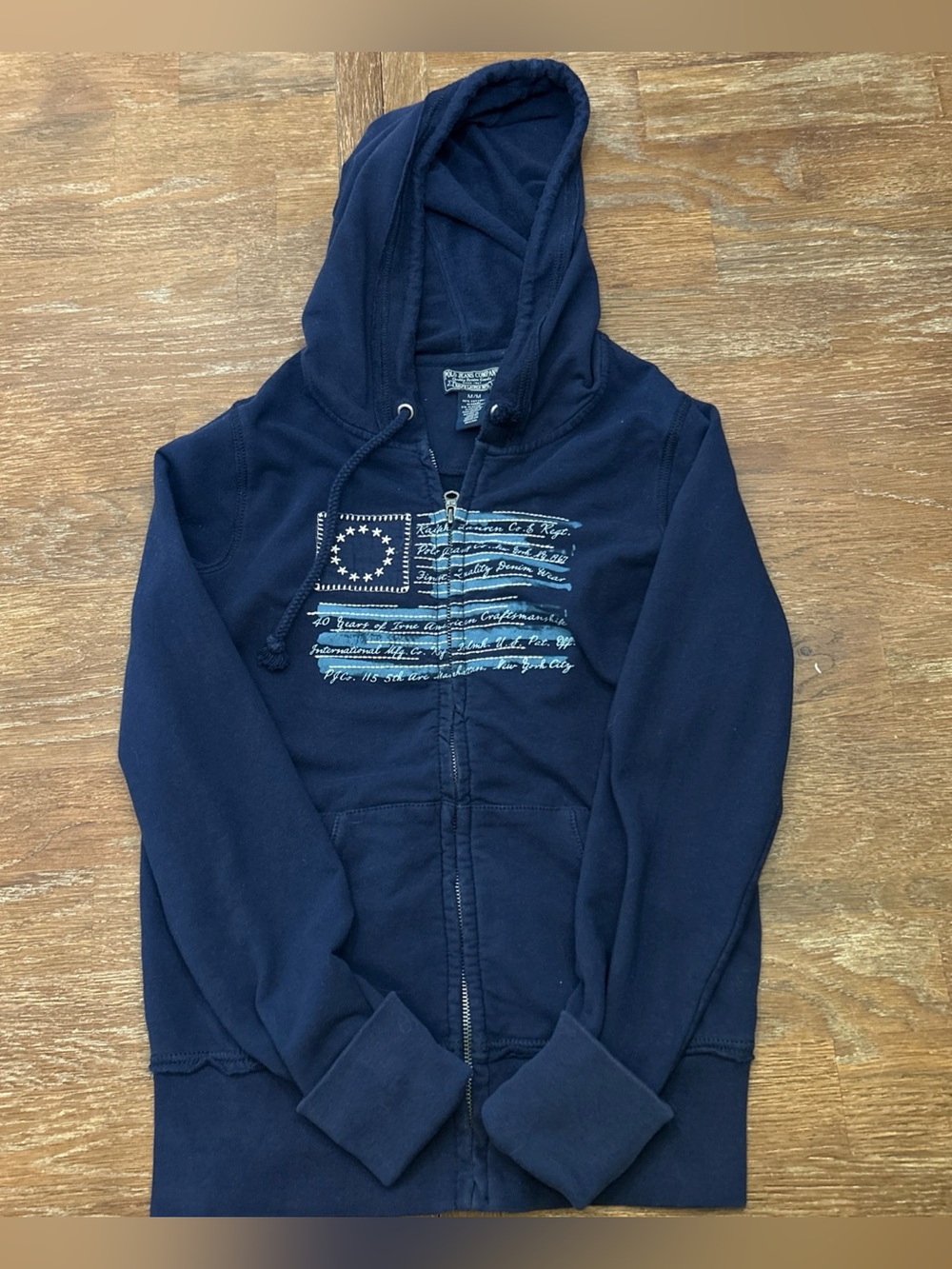 Ralph Lauren Polo Jeans Full Zip Women Hoodie Size M USA Flag Y2K